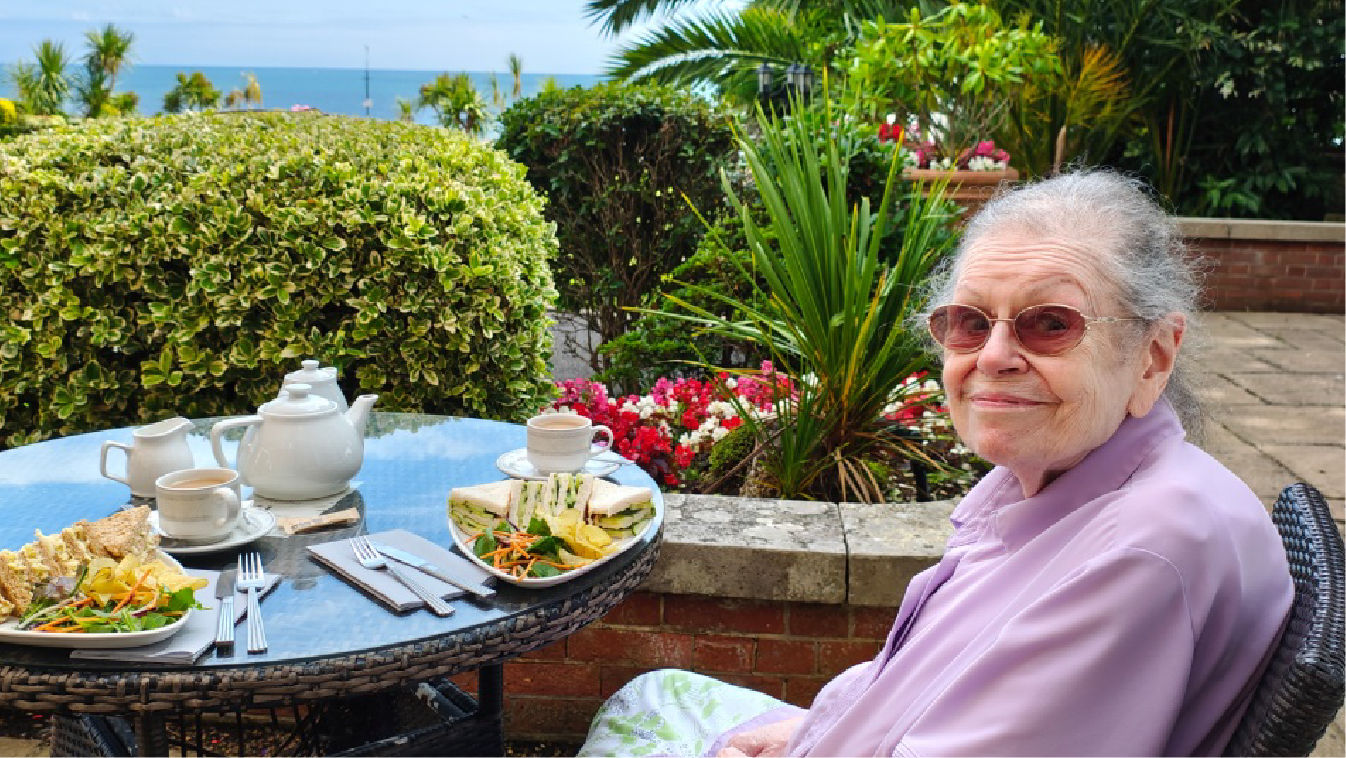 Cicely having lunch Bournemouth