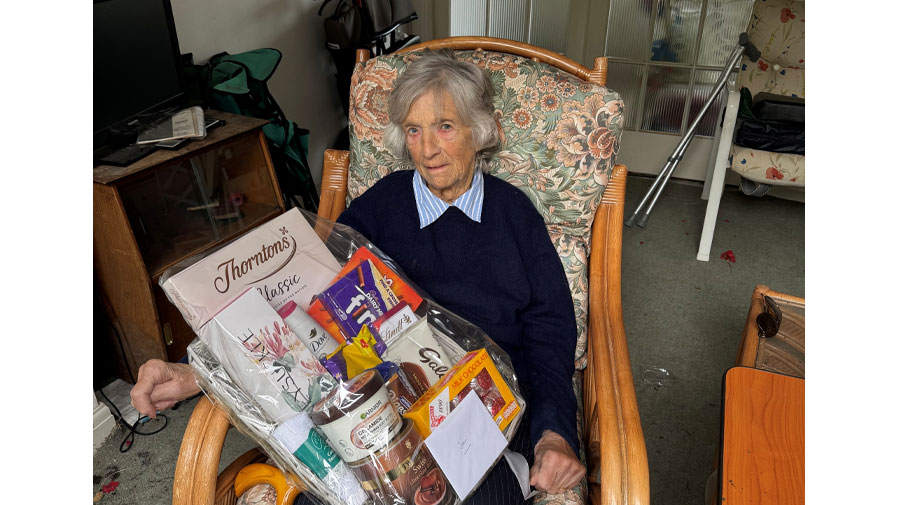 Joan with hamper