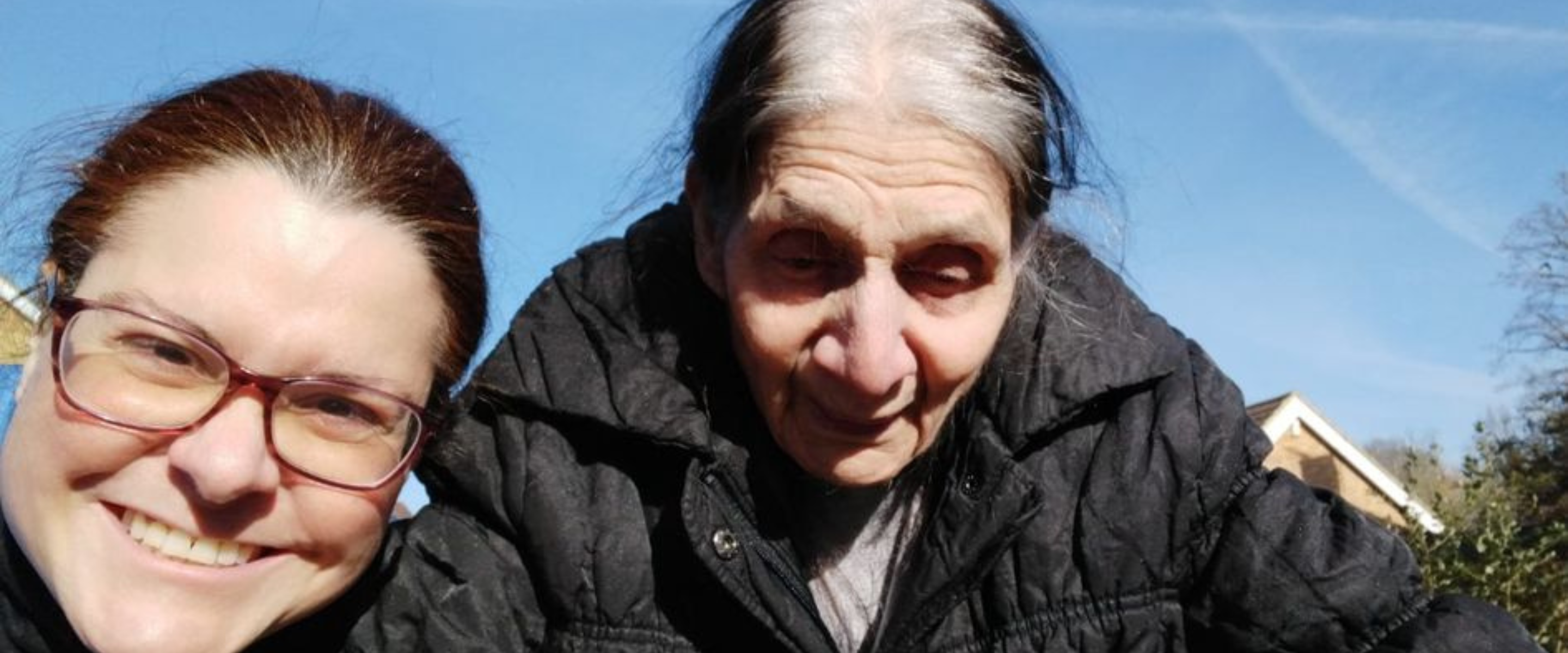 Iftikhar Enjoying a Walk in the Sunshine with Her Carer Today