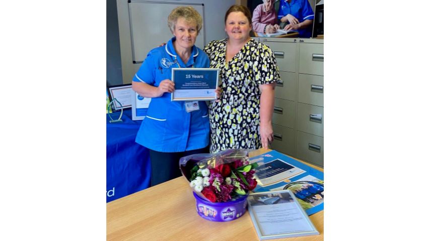 Helen Bent 15 year's service anniversary at Bluebird Care Stratford & Warwick 